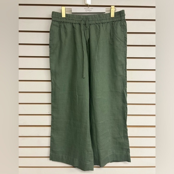 J.‎ Crew Seaside Pants Linen Wide Leg Olive Green Size LT Drawstring Pull On NWT - Picture 1 of 12